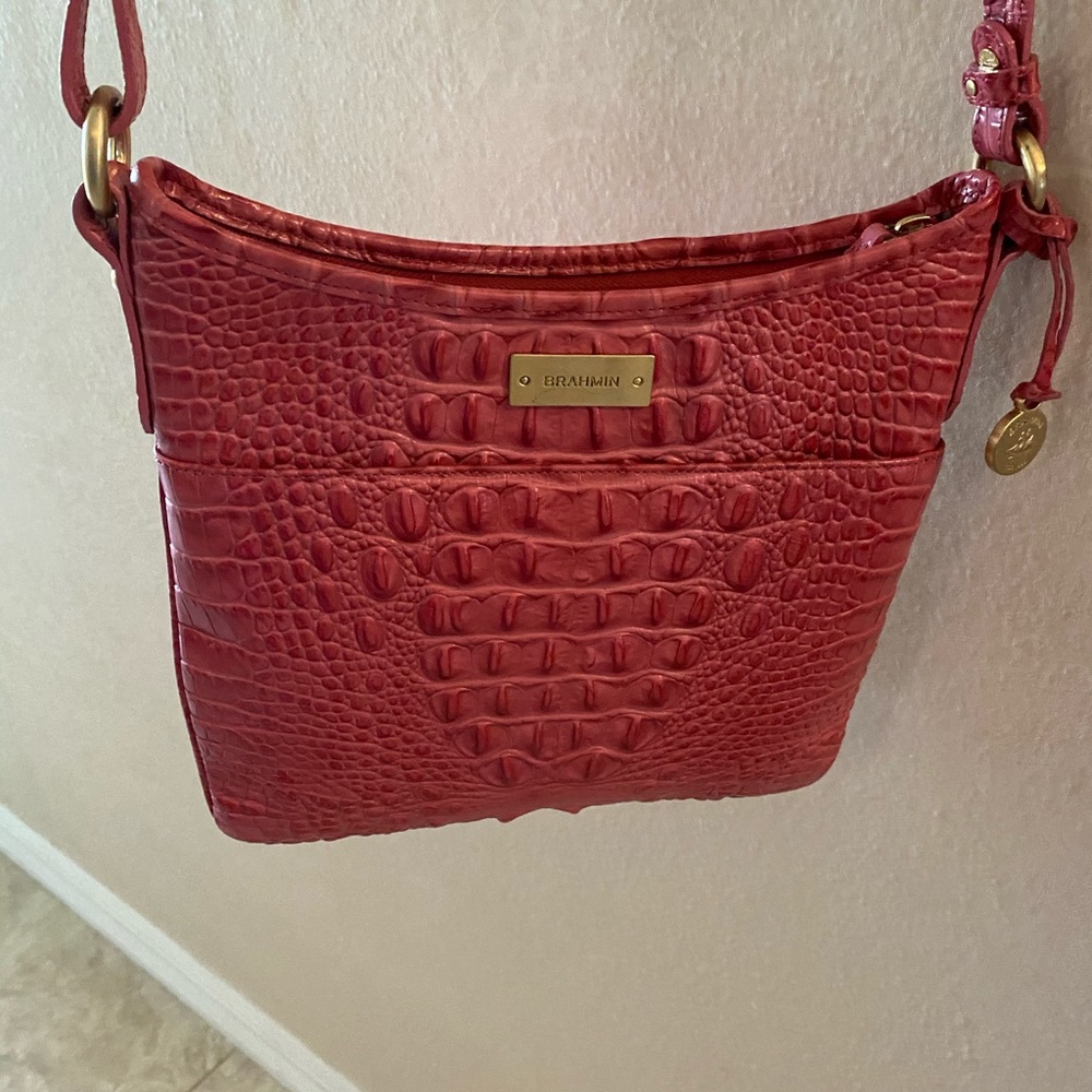 Brahmin pink leather crossbody bag